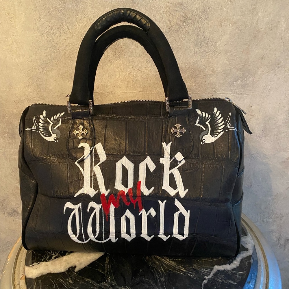Philip Karto Hand-painted Leather Hand Bag